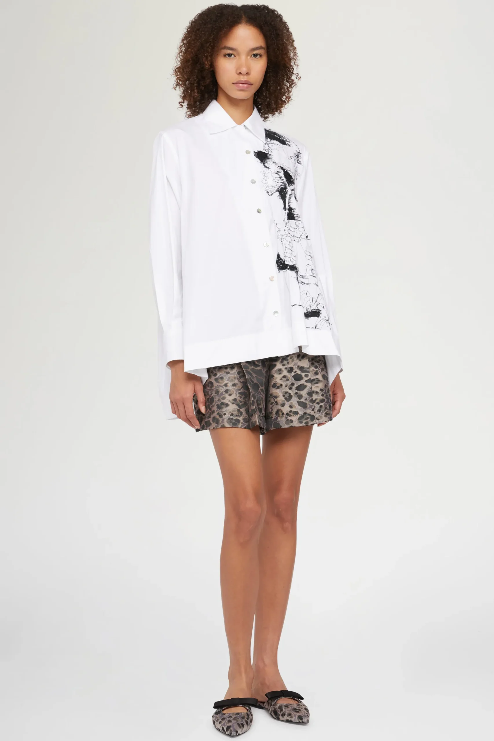Hot Antonio Marras Camicia Bianca Ricami Neri