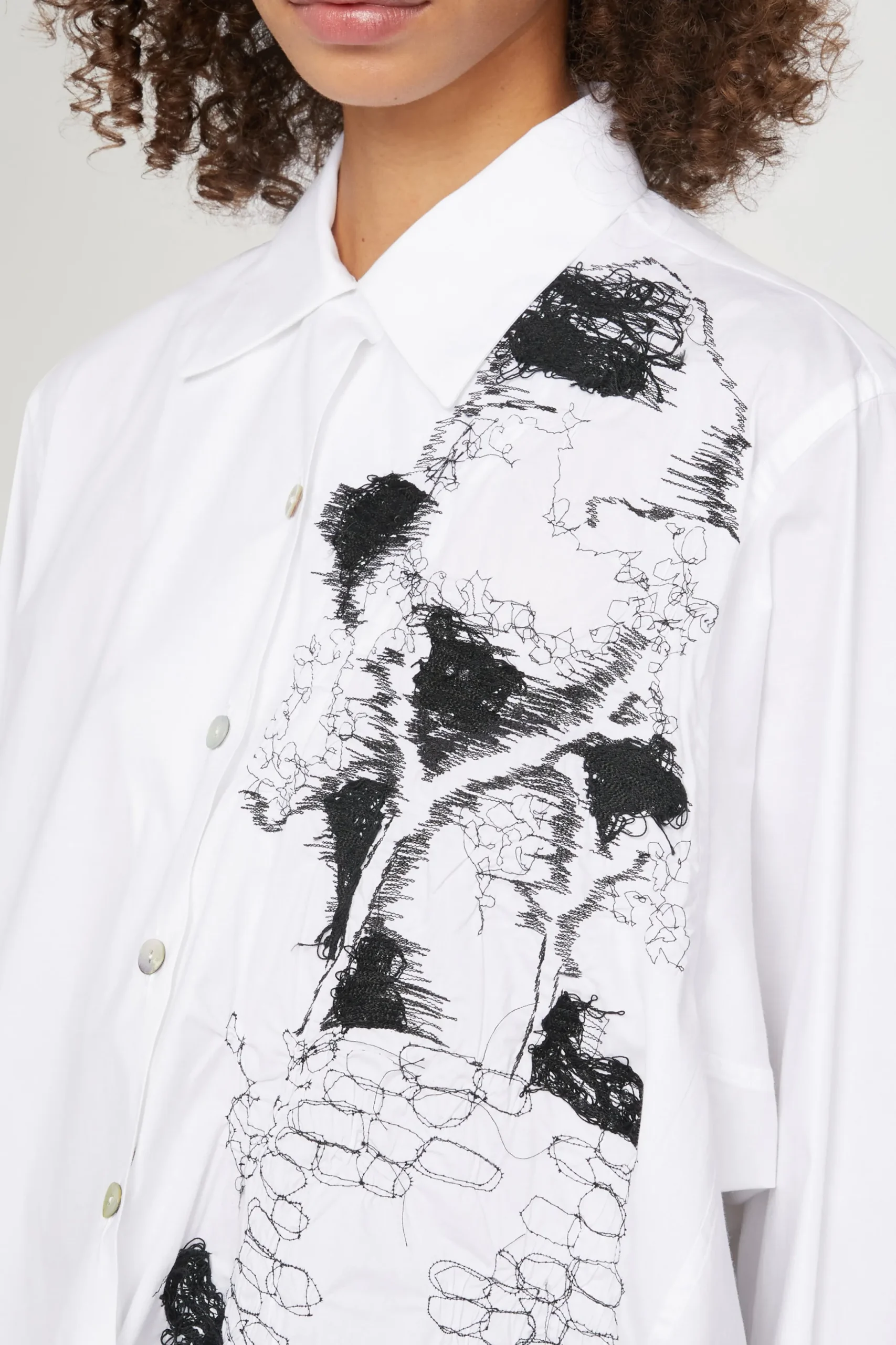 Hot Antonio Marras Camicia Bianca Ricami Neri