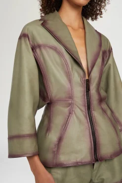 New Antonio Marras Giacca di Pelle Verde