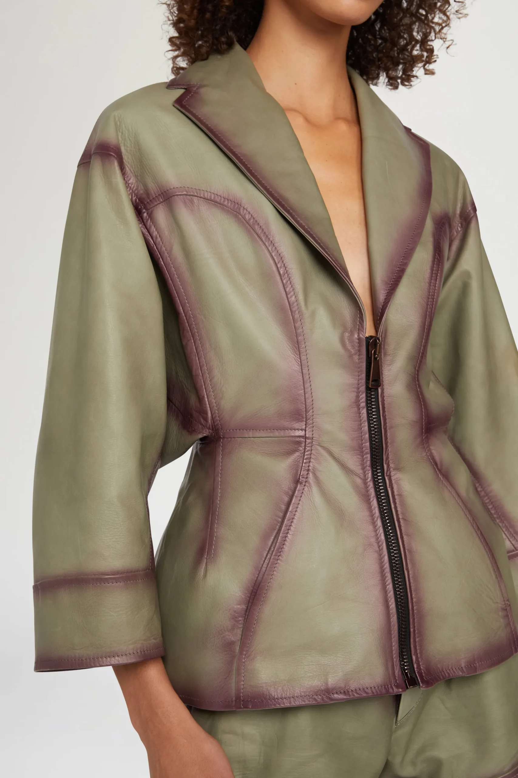 New Antonio Marras Giacca di Pelle Verde