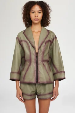 New Antonio Marras Giacca di Pelle Verde