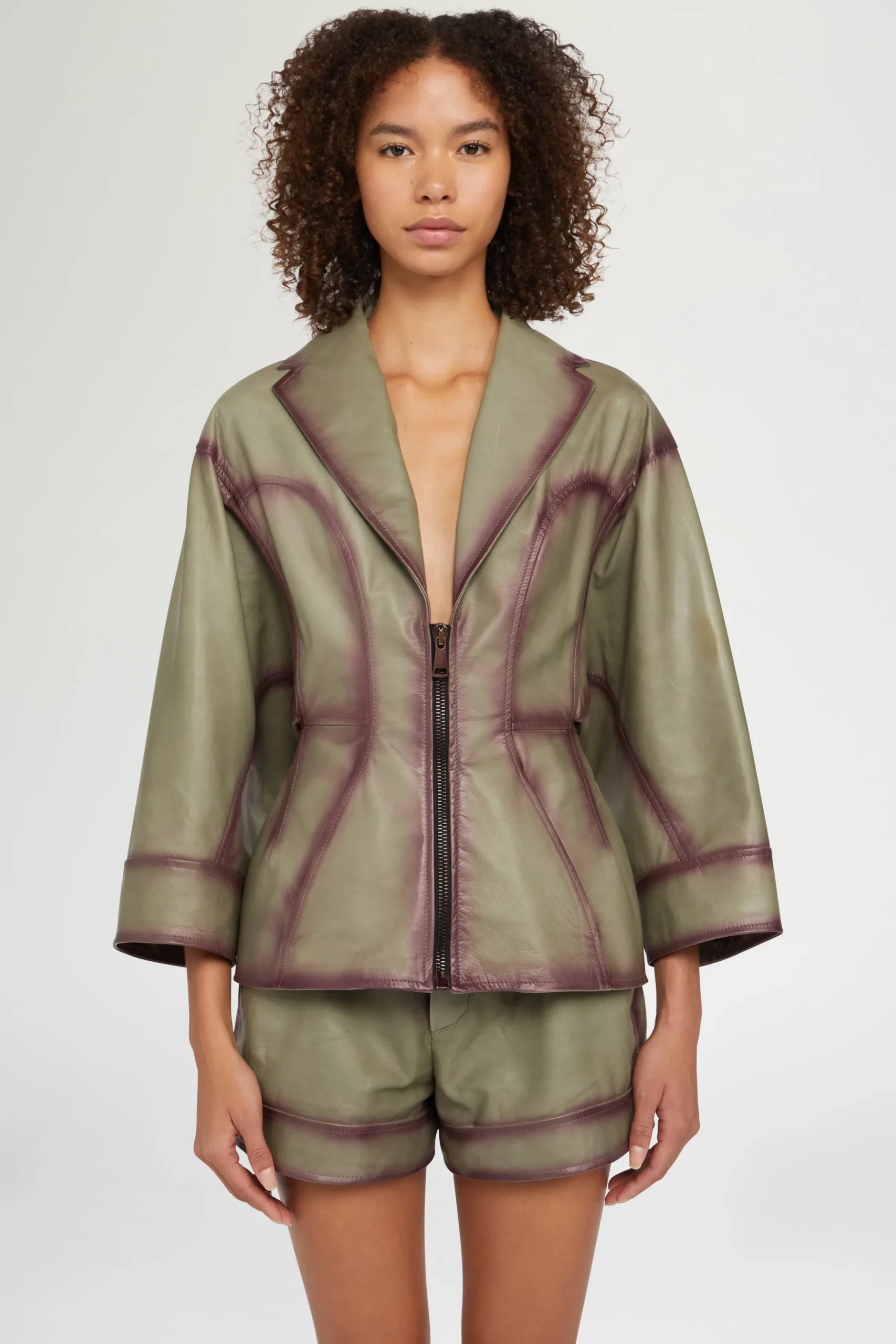 New Antonio Marras Giacca di Pelle Verde
