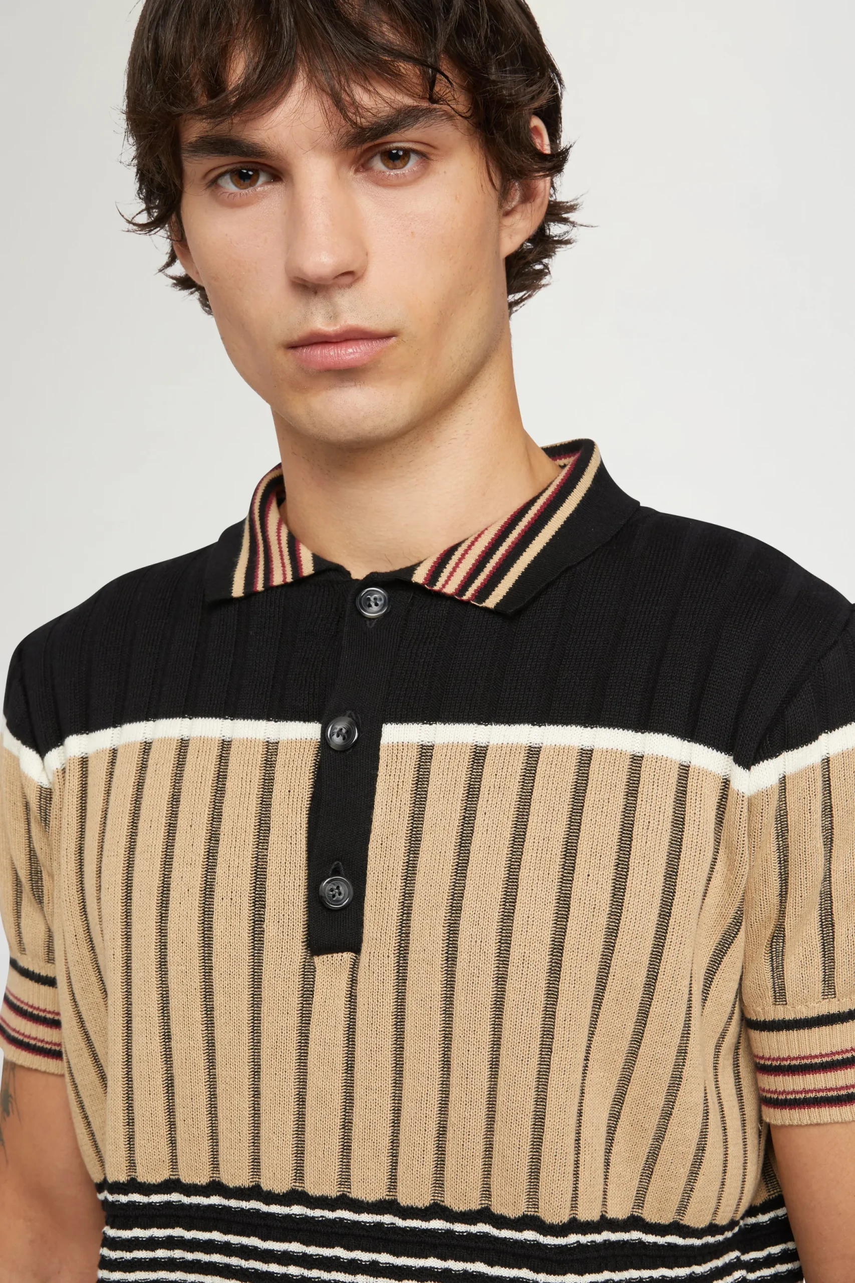 Online Antonio Marras Polo in Maglia Beige & Nera